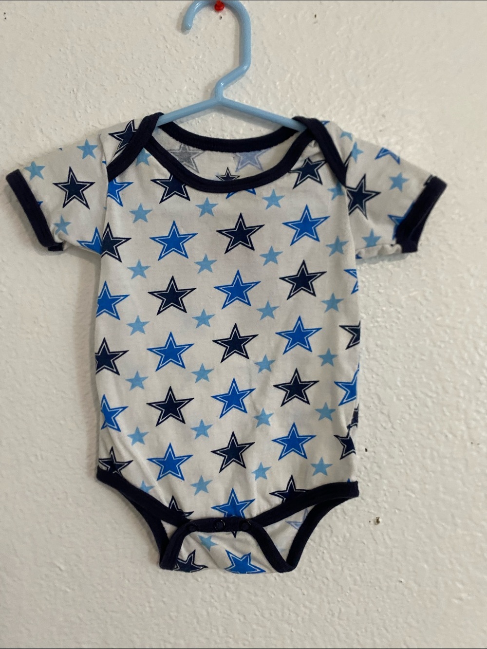 Star-Print Short Sleeve Baby Bodysuit - Blue/White